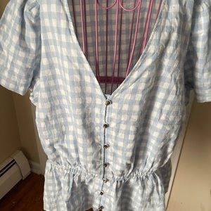 Anthropologie mave check blouse Sz 26 W